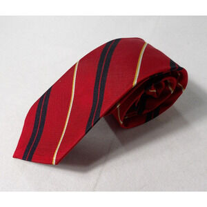 Vintage Tattersall Mens Silk Neck Tie Red Repp Blue Stripe